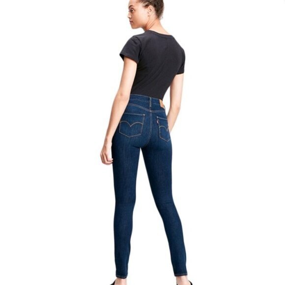 Levi's 721 High Rise Skinny Blue Denim Jeans Pants Size 26 - Picture 3 of 16